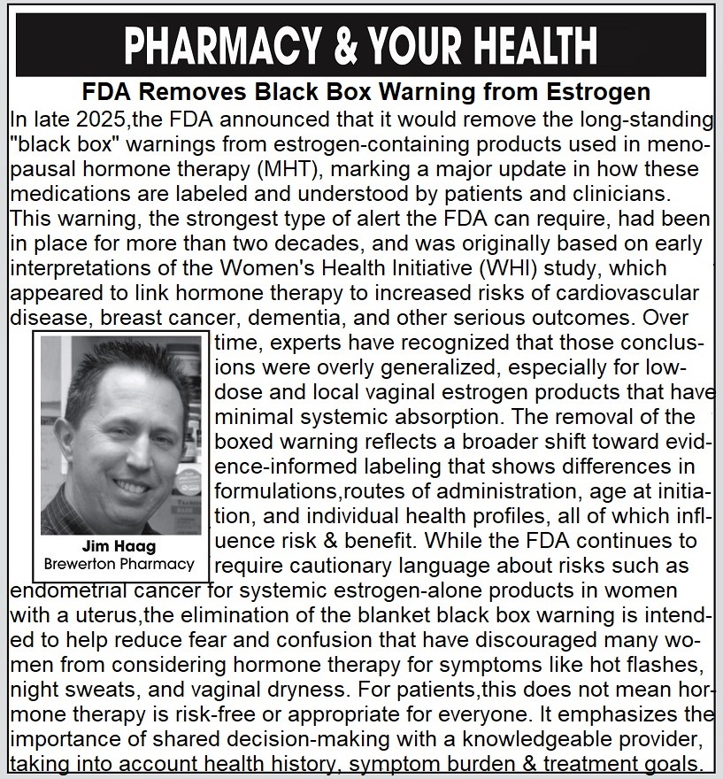 Pharmacy & Your Health: FDA Removes Black Box Warning from Estrogen...